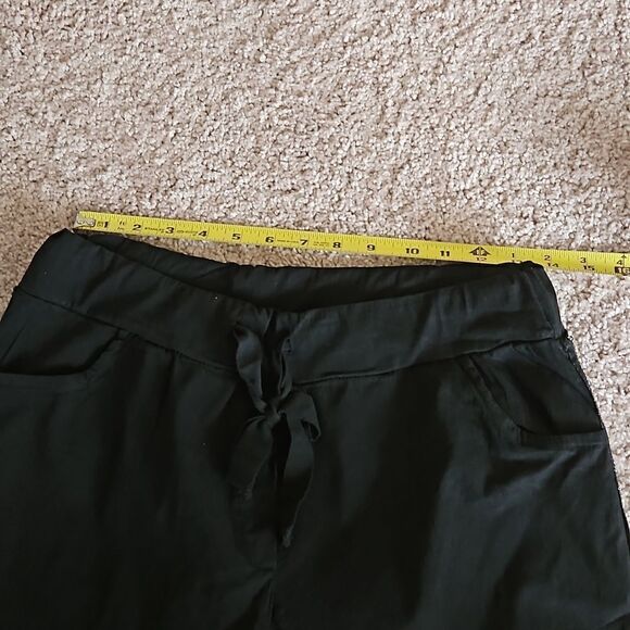 Black tie waist pants with line of sparkly stones going down each pants leg - Picture 6 of 7